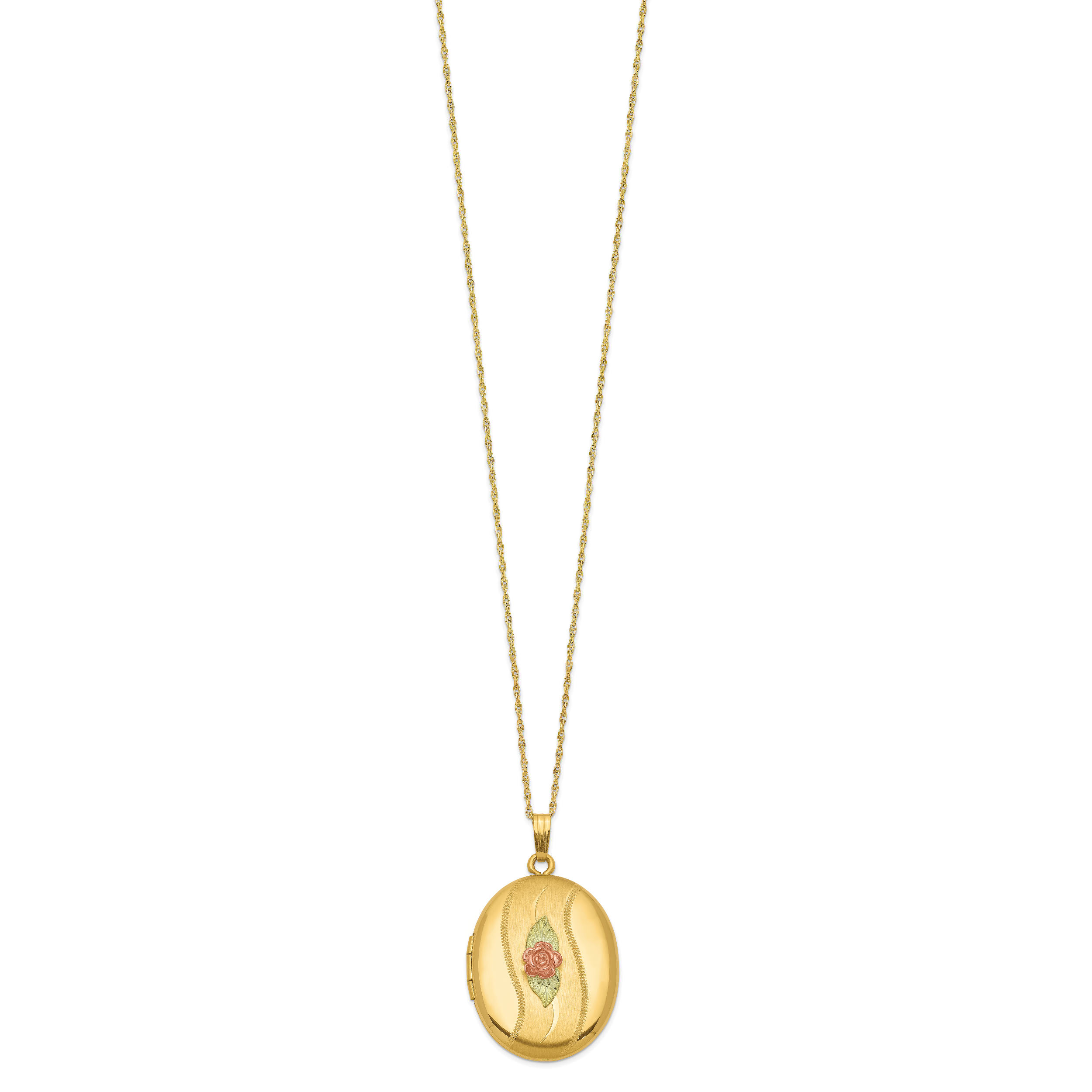 Tri-Color 10K Gold Black Hills Locket Necklace with 12K Accents and 18 Chain
