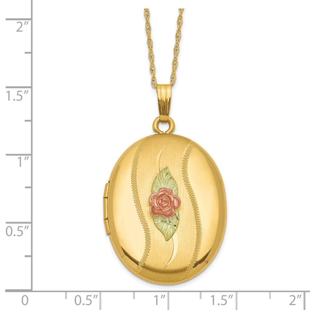 Tri-Color 10K Gold Black Hills Locket Necklace with 12K Accents and 18 Chain