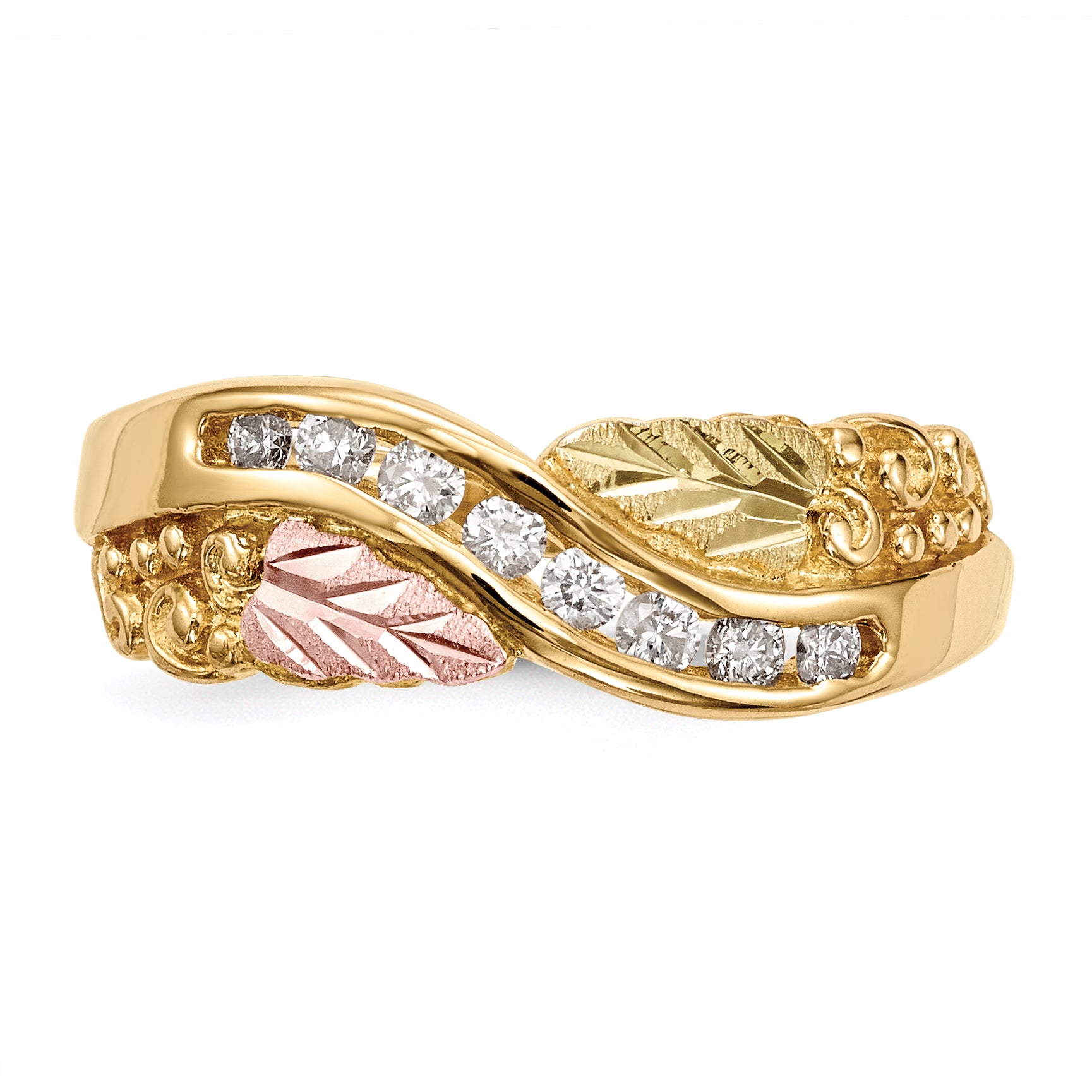 10k Tri-Color Black Hills Gold Diamond Ring