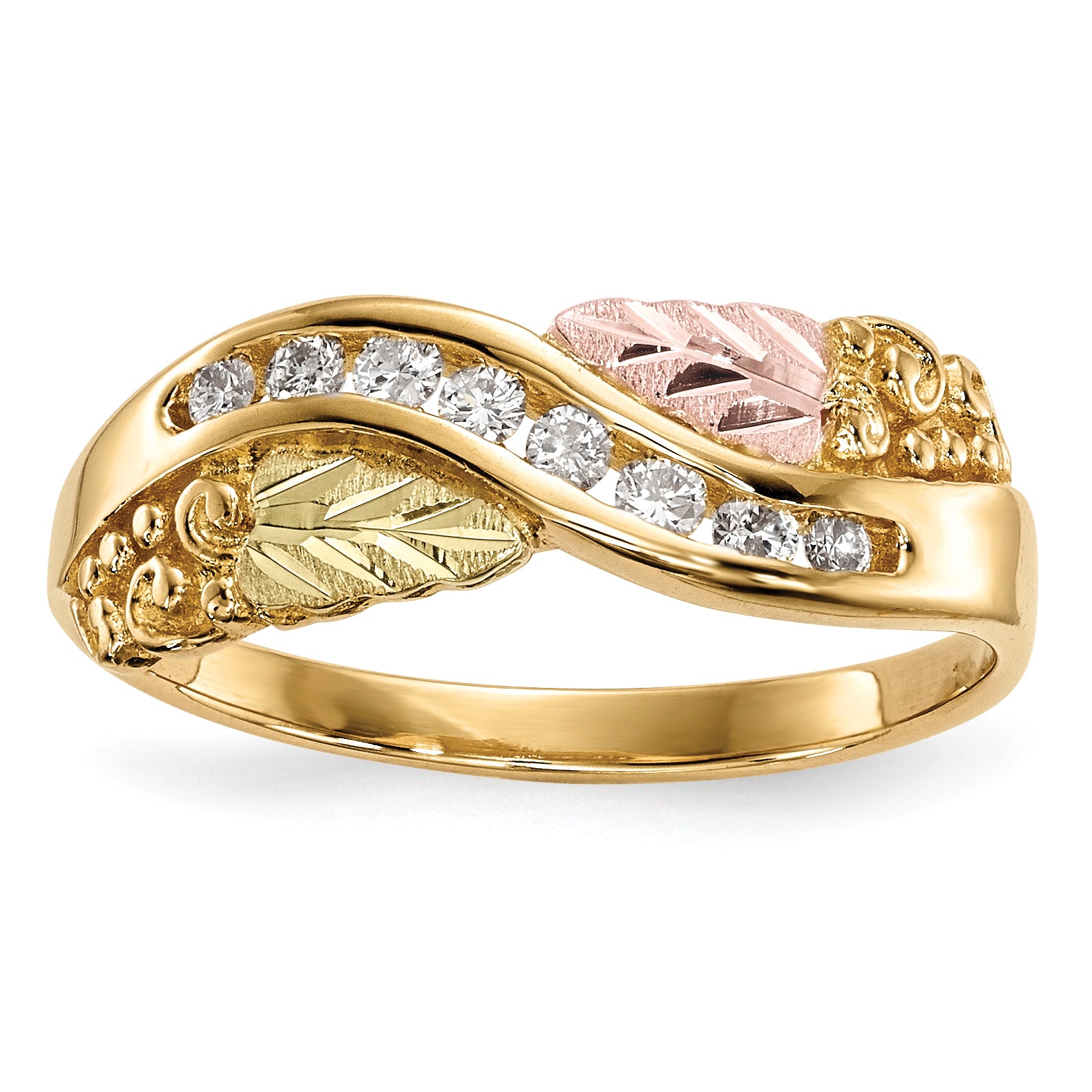 10k Tri-Color Black Hills Gold Diamond Ring Main image