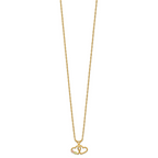 10K Tri-Color Gold Double Heart Necklace with Polished Finish