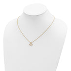 10K Tri-Color Gold Double Heart Necklace with Polished Finish