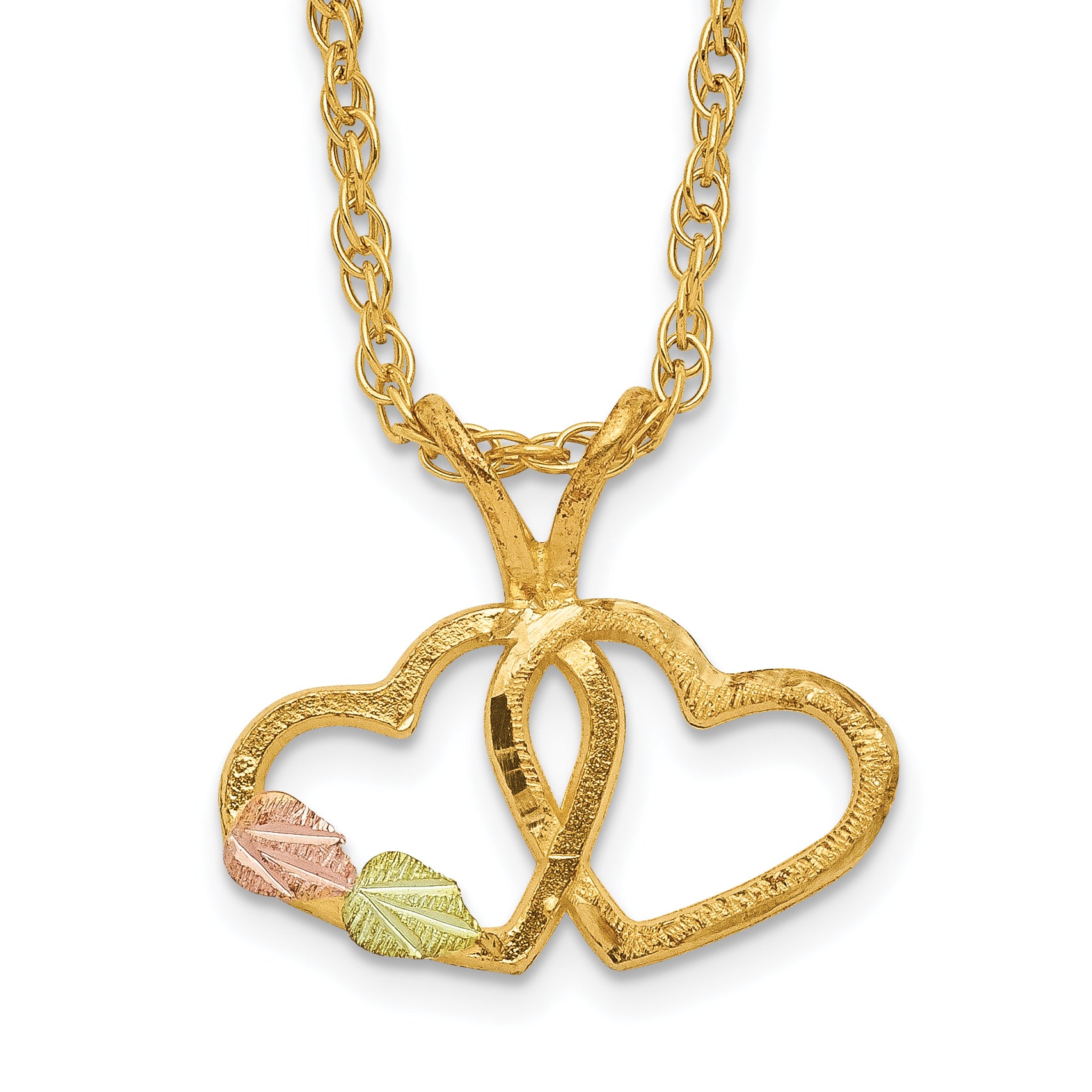 10k Tri-Color Black Hills Gold Double Heart Necklace Main image