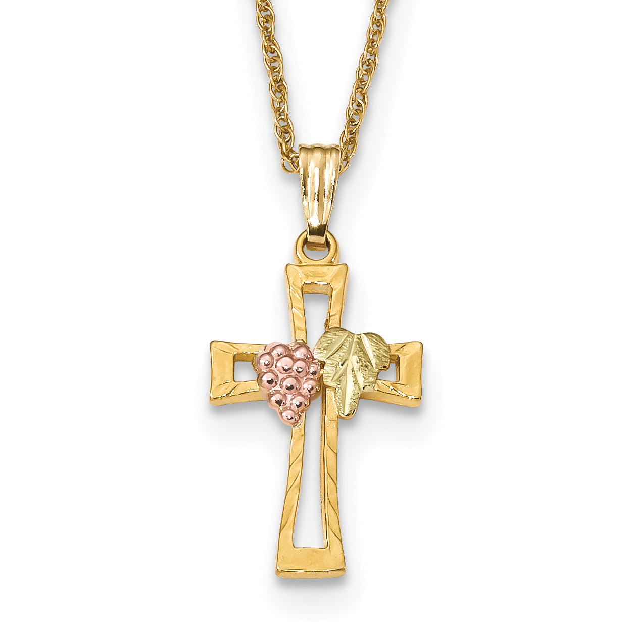 10k Tri-Color Black Hills Gold Crucifix Necklace Main image