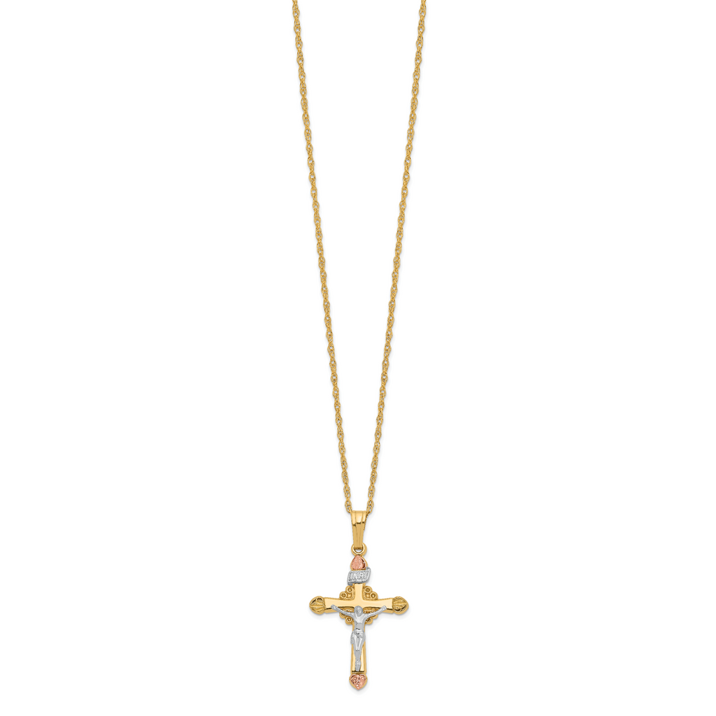 10k & 14k Gold Filled w/ 12k Accents Cross Necklace