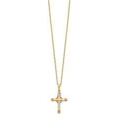 10k & 14k Gold Filled w/ 12k Accents Cross Necklace