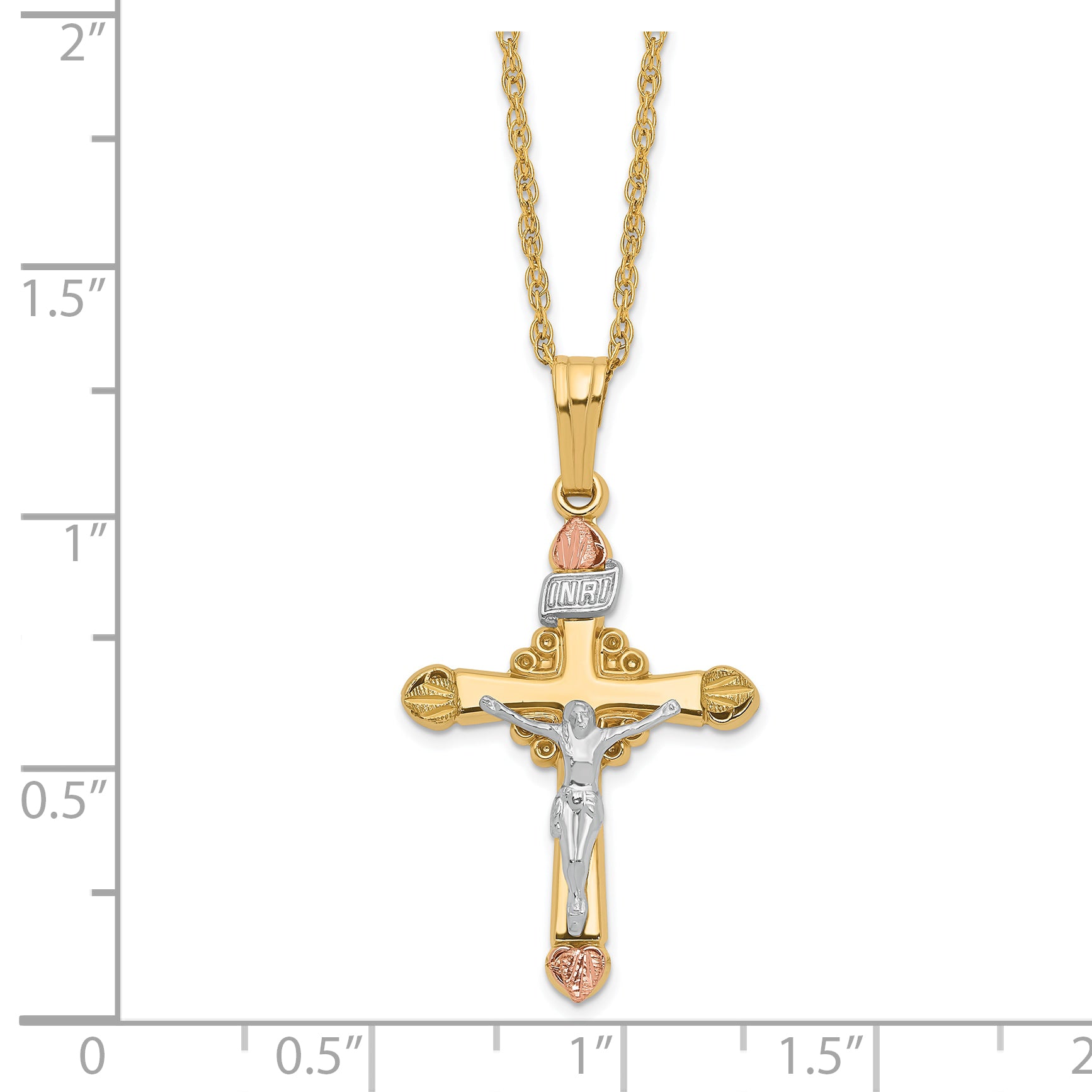 10k & 14k Gold Filled w/ 12k Accents Cross Necklace