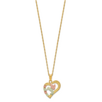 10K Tri-Color Gold Hummingbird Heart Necklace with Polished Black Hills Design
