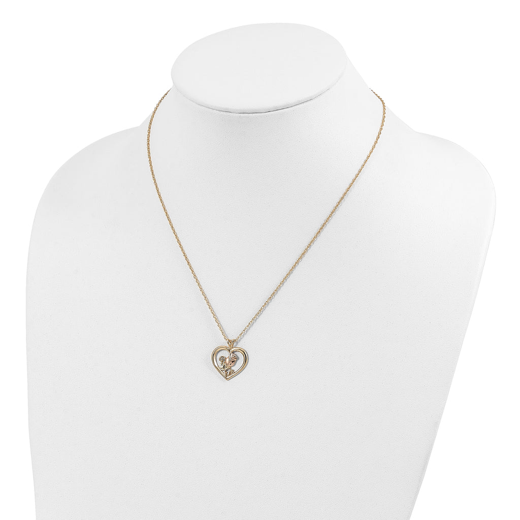10K Tri-Color Black Hills Gold Heart Pendant Necklace Elegant Polished Design