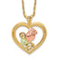 10k Tri-Color Black Hills Gold Rose in Heart Necklace