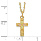 10K Tri-Color Polished Black Hills Gold Cross Necklace Elegant Design