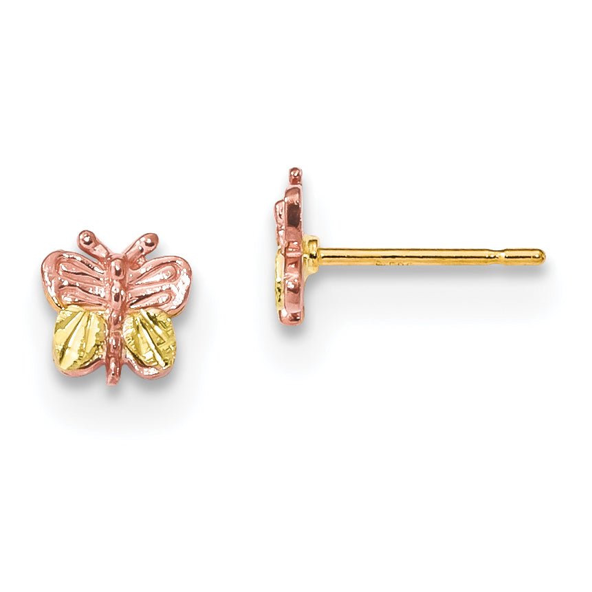 10k Tri-Color Black Hills Gold Butterfly Earrings Main image
