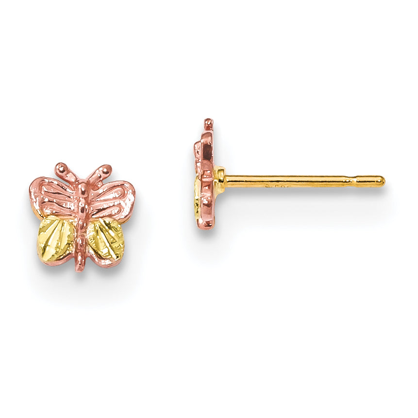10k Tri-Color Black Hills Gold Butterfly Earrings