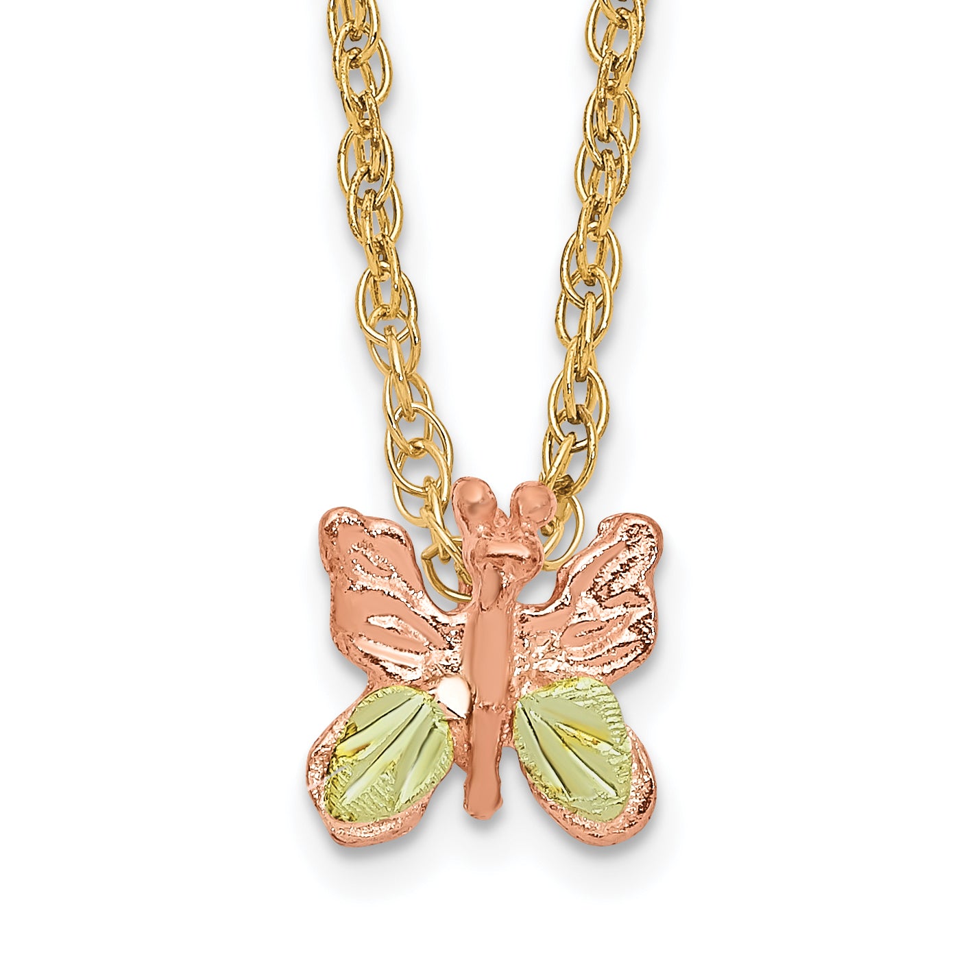 10k Tri-Color Black Hills Gold Butterfly Necklace Main image