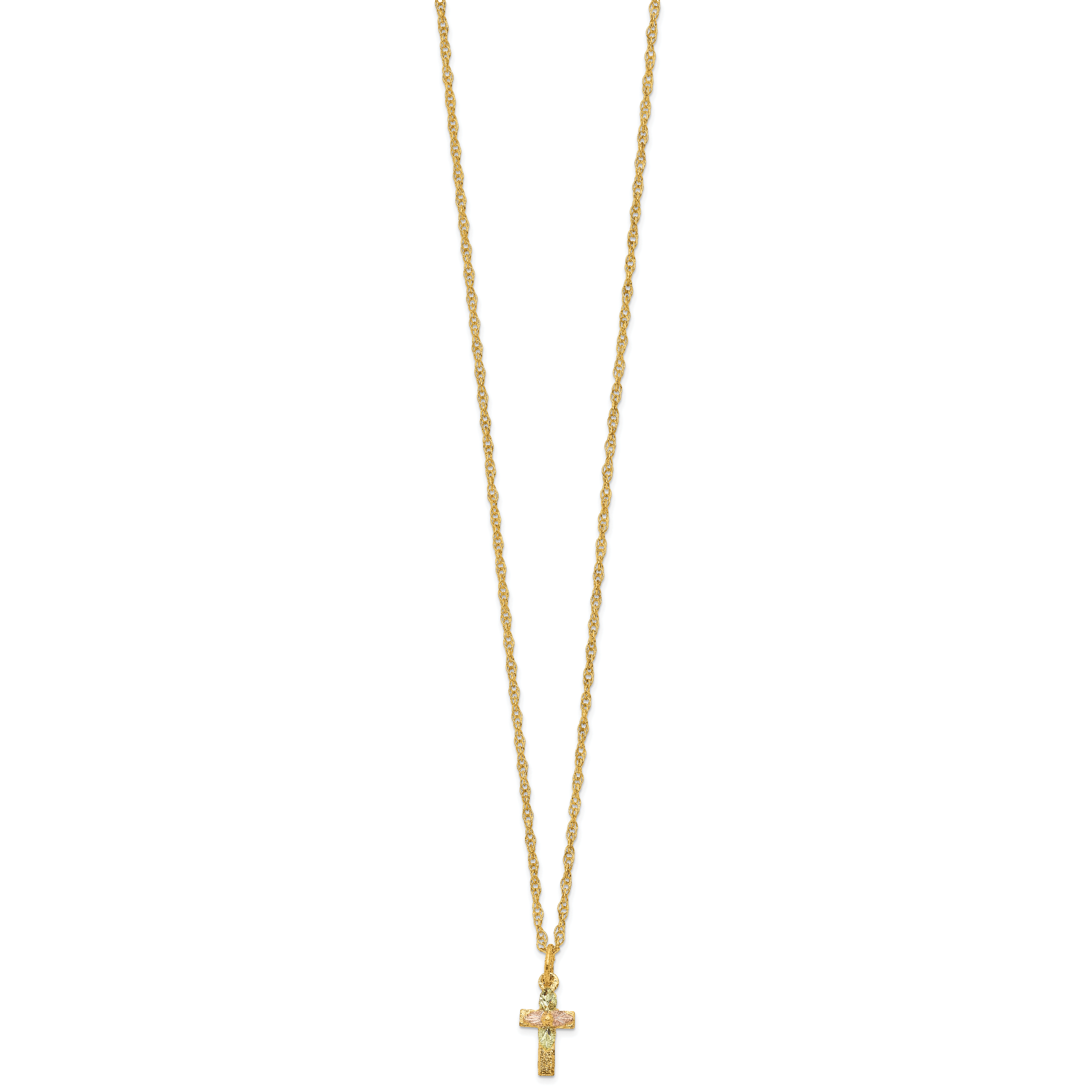 10K Tri-Color Black Hills Gold Cross Necklace with Polished Finish Secondary image