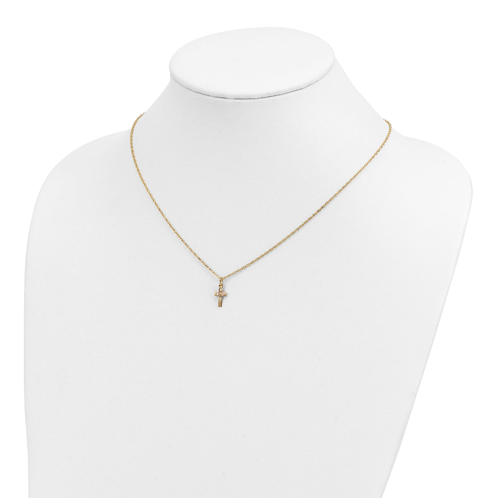 10K Tri-Color Black Hills Gold Cross Necklace with Polished Finish