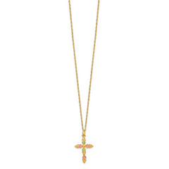 10K Tri-Color Black Hills Gold Cross Necklace with Polished Die-Struck Design