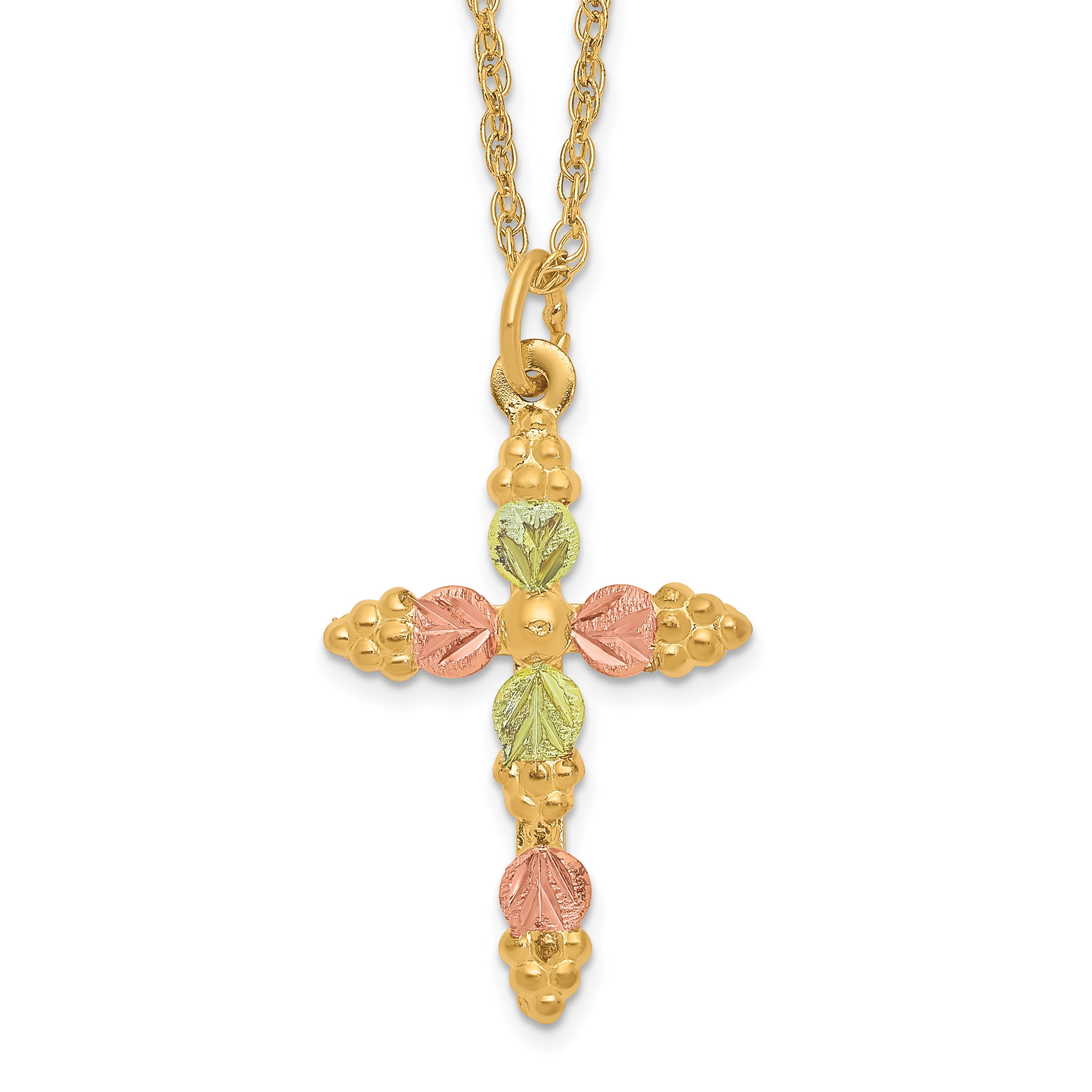 10k Tri-Color Black Hills Gold Cross Necklace Main image