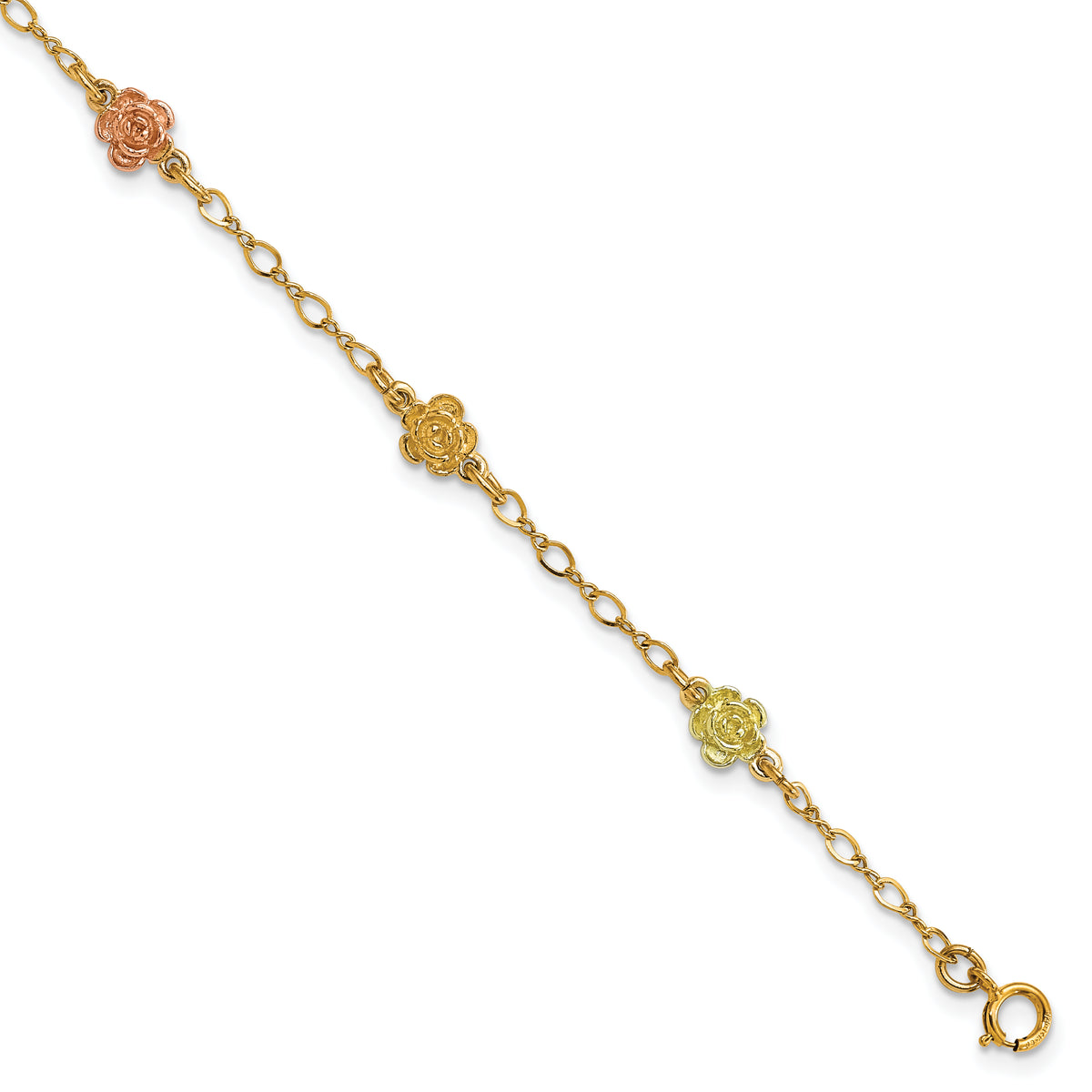 10k Tri-color Gold Black Hills Roses Bracelet