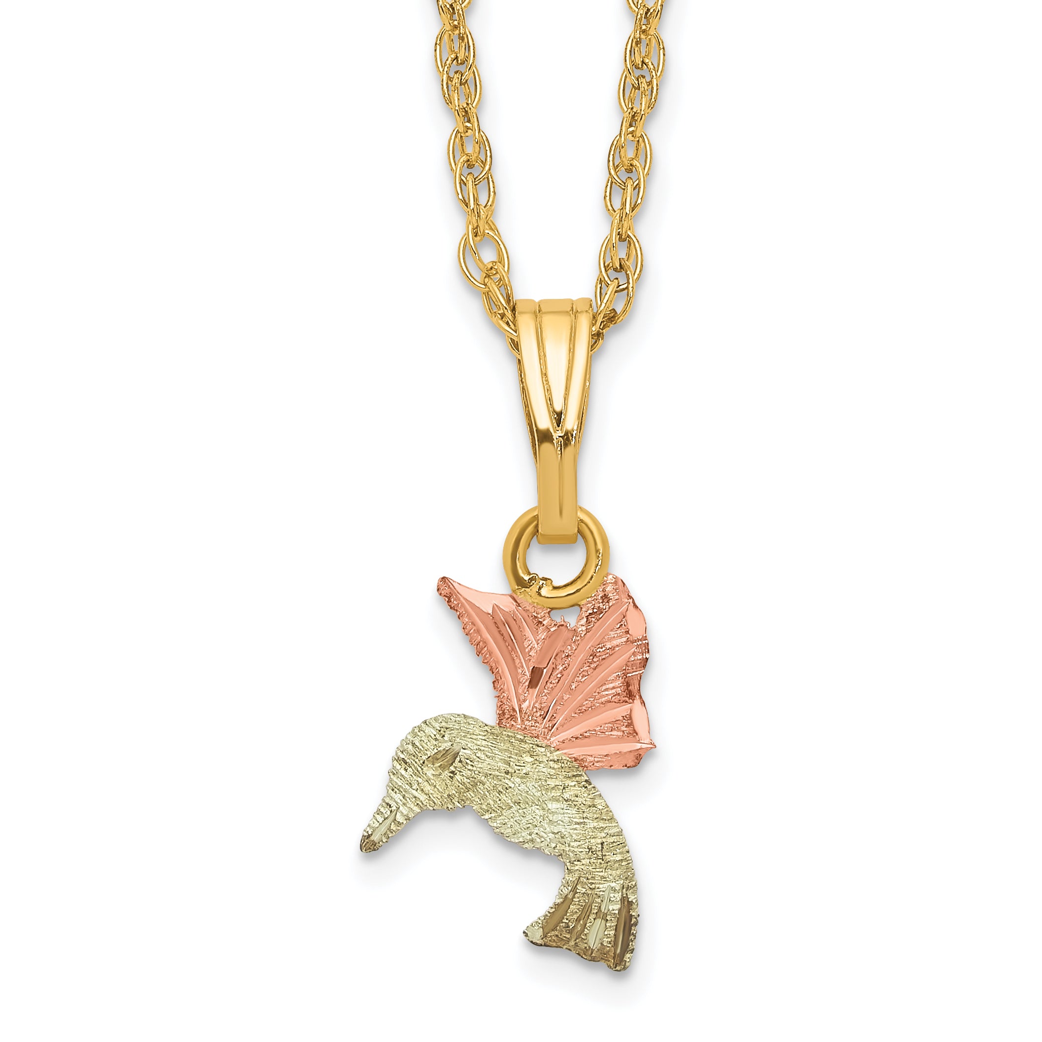 10k Tri-Color Black Hills Gold Hummingbird Necklace Main image