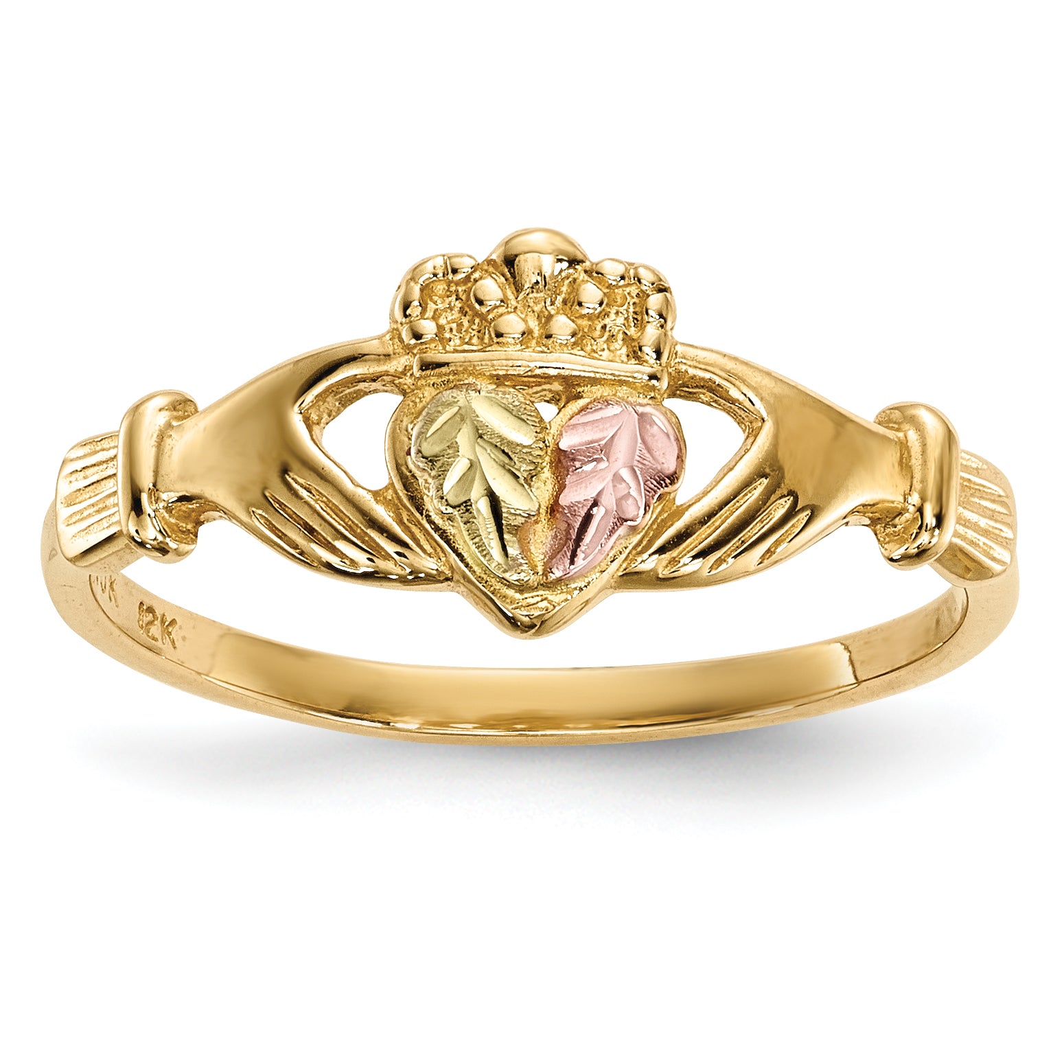 10k Tri-Color Black Hills Gold Claddagh Ring Main image