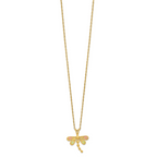 10K Tri-Color Gold Dragonfly Necklace with Polished Diamond-Cut Design