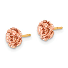 10K Two-Tone Black Hills Gold Rose Earrings with Polished Finish
