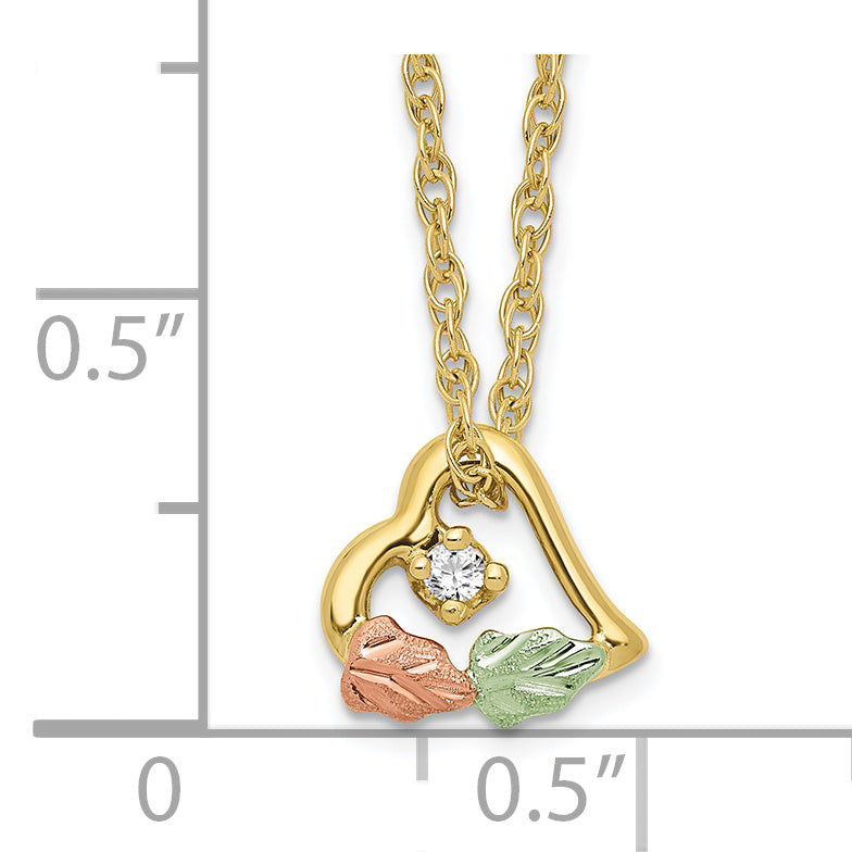 10K Tri-color w/12K Accents Diamond Black Hills Gold Necklace