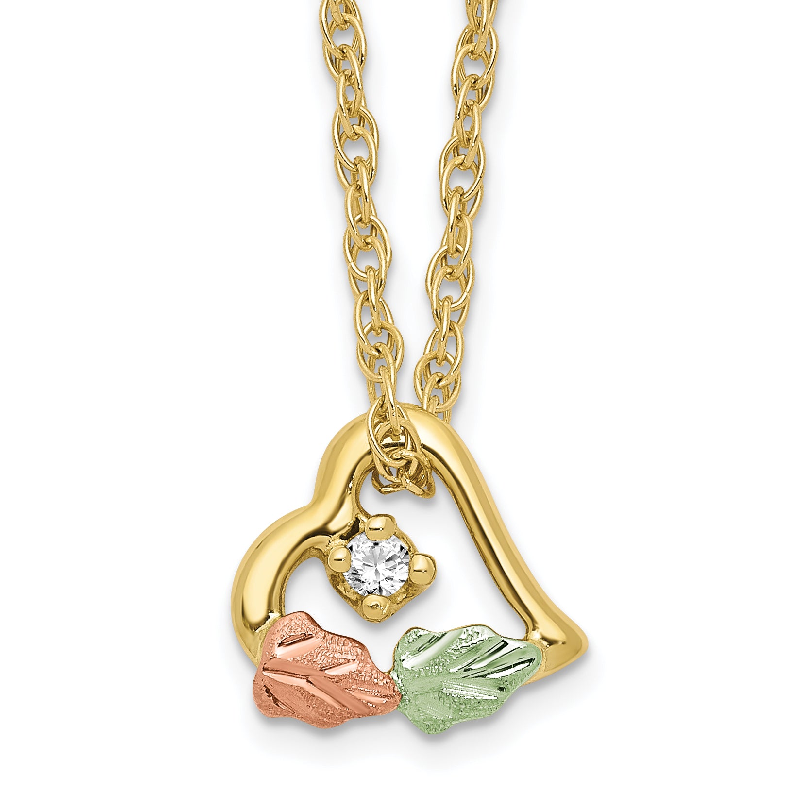 10K Tri-color w/12K Accents Diamond Black Hills Gold Necklace