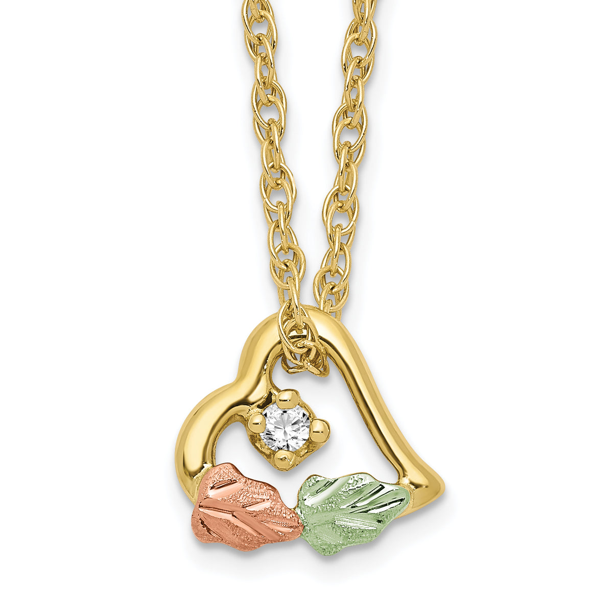 10K Tri-color w/12K Accents Diamond Black Hills Gold Necklace