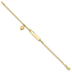 10k Flat Curb Link ID Bracelet w/ dangling heart - 6