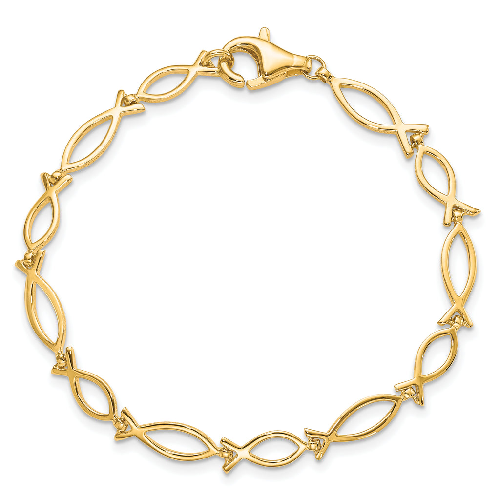 10k Solid Polished Religious Fish Bracelet