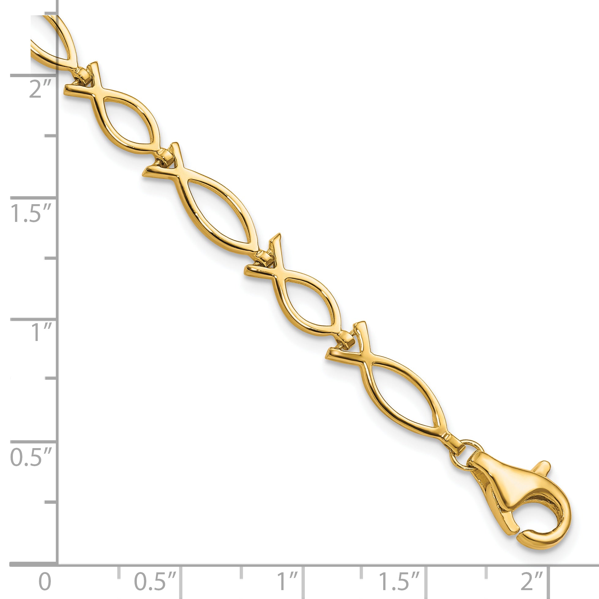 10k Solid Polished Religious Fish Bracelet