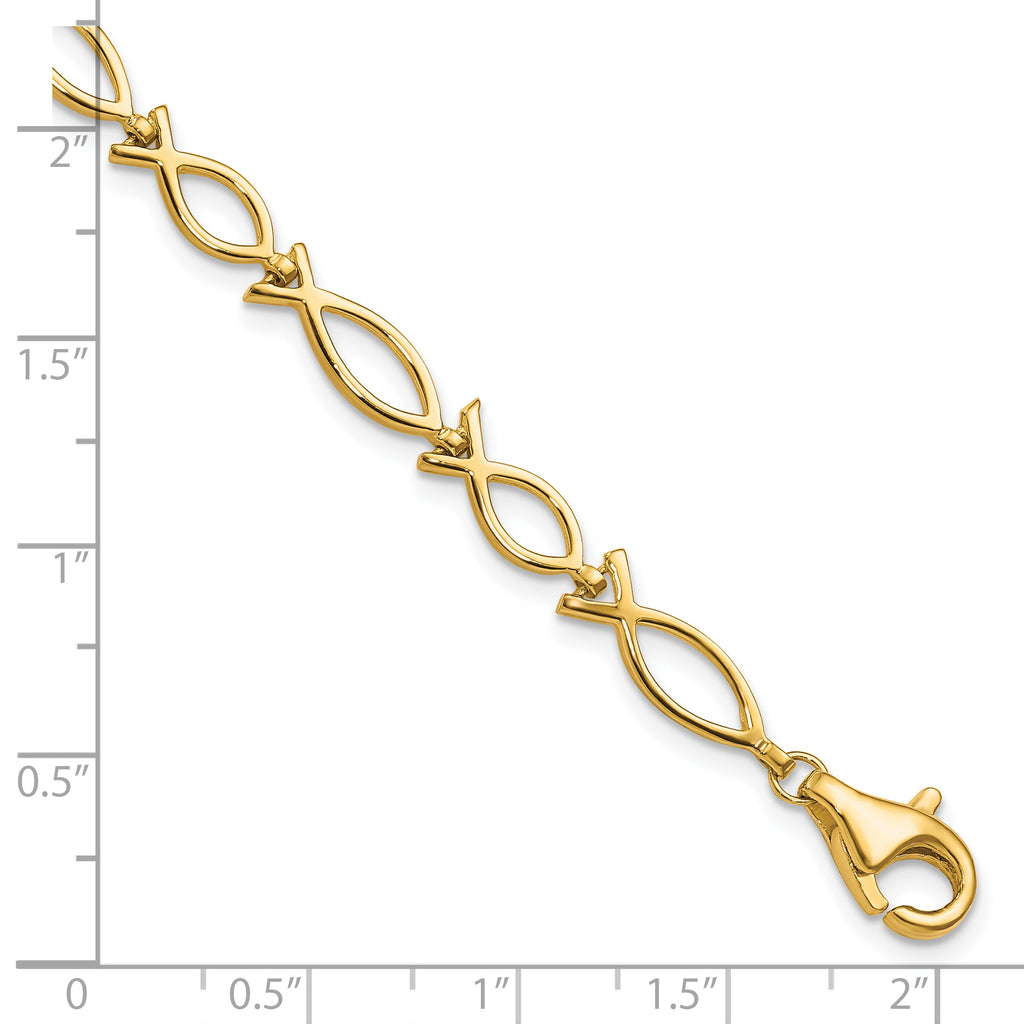 10k Solid Polished Religious Fish Bracelet