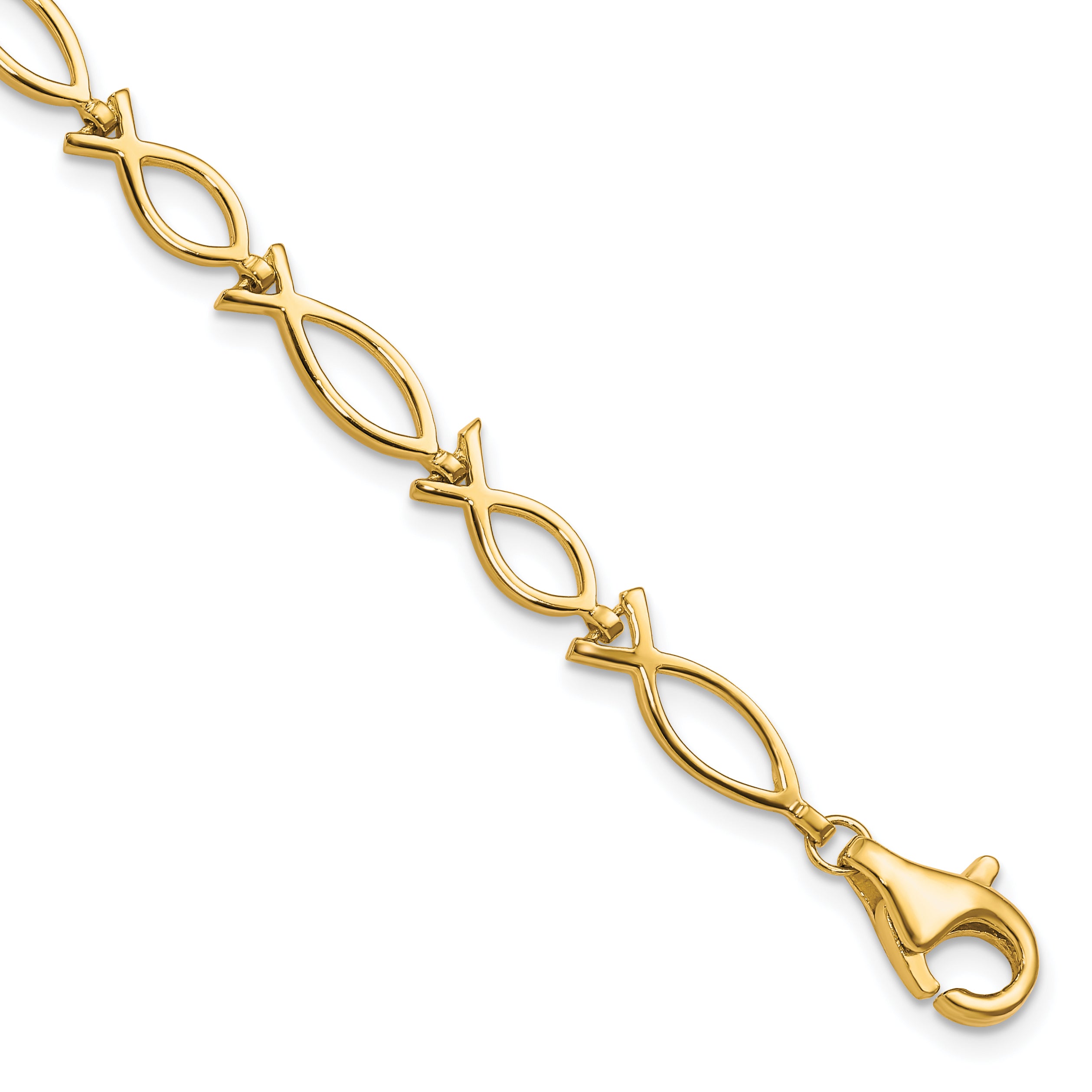 10k Solid Polished Religious Fish Bracelet Main image