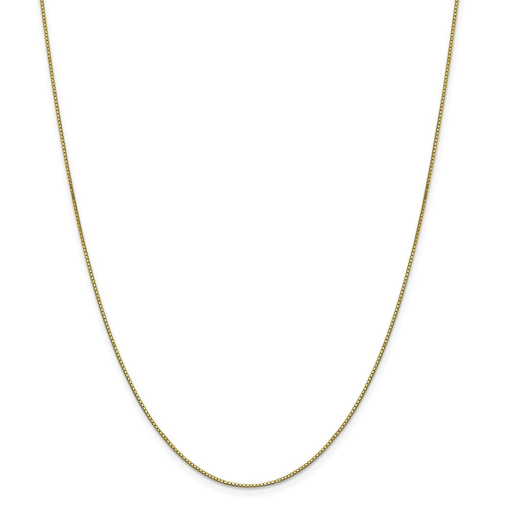 10K Yellow Gold Box Chain Necklace with Polished Finish, 18 Solid, Lobster Clasp.