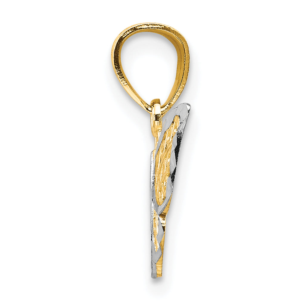 10K Yellow Gold Butterfly Charm with Rhodium Accent, Polished Finish