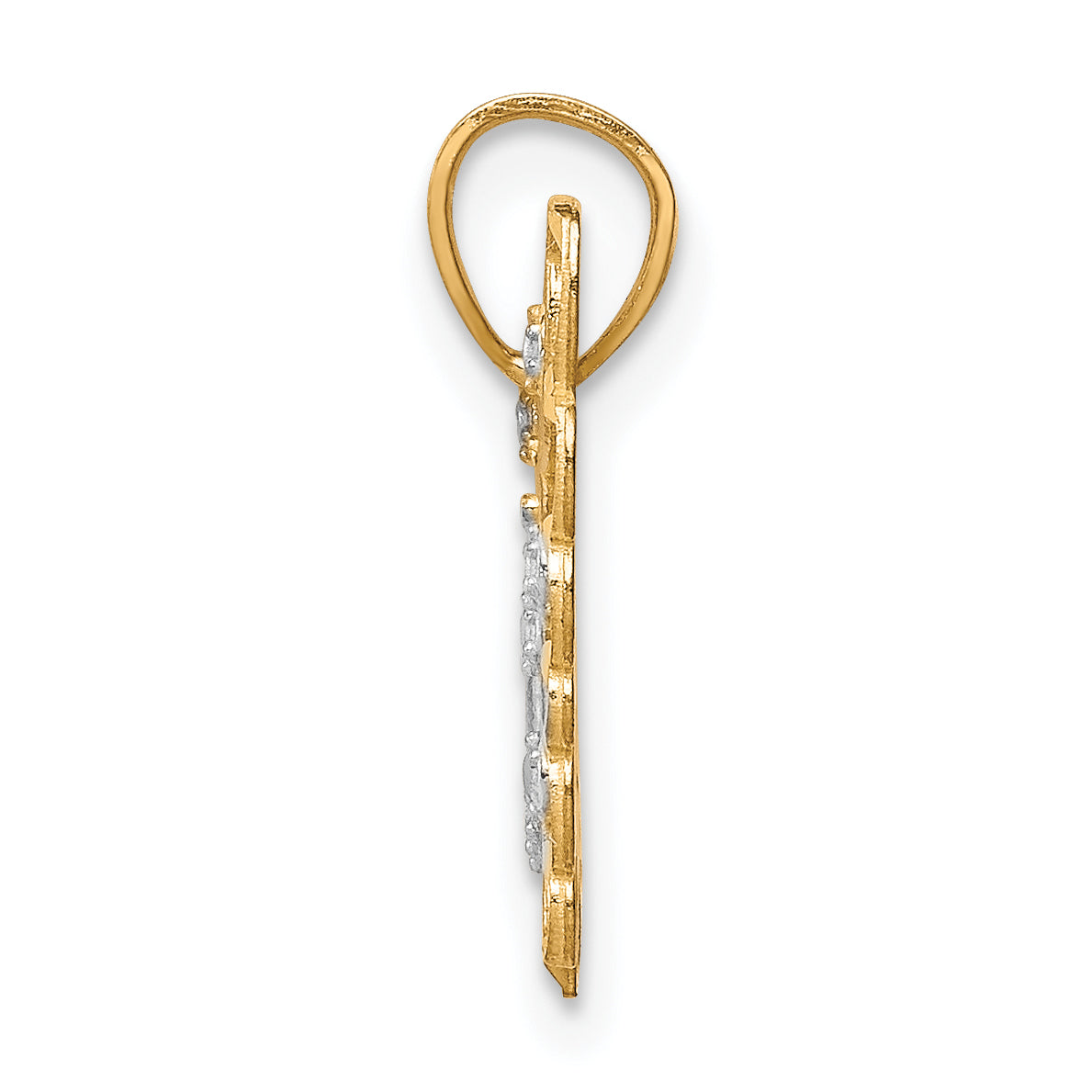 10K Yellow Gold Butterfly Pendant with Rhodium Accents Polished Finish