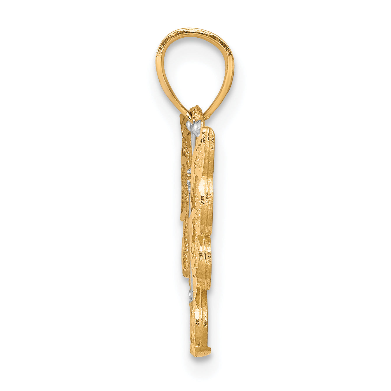 10K Gold Butterfly Pendant with Rhodium Accents, Polished Finish Secondary image