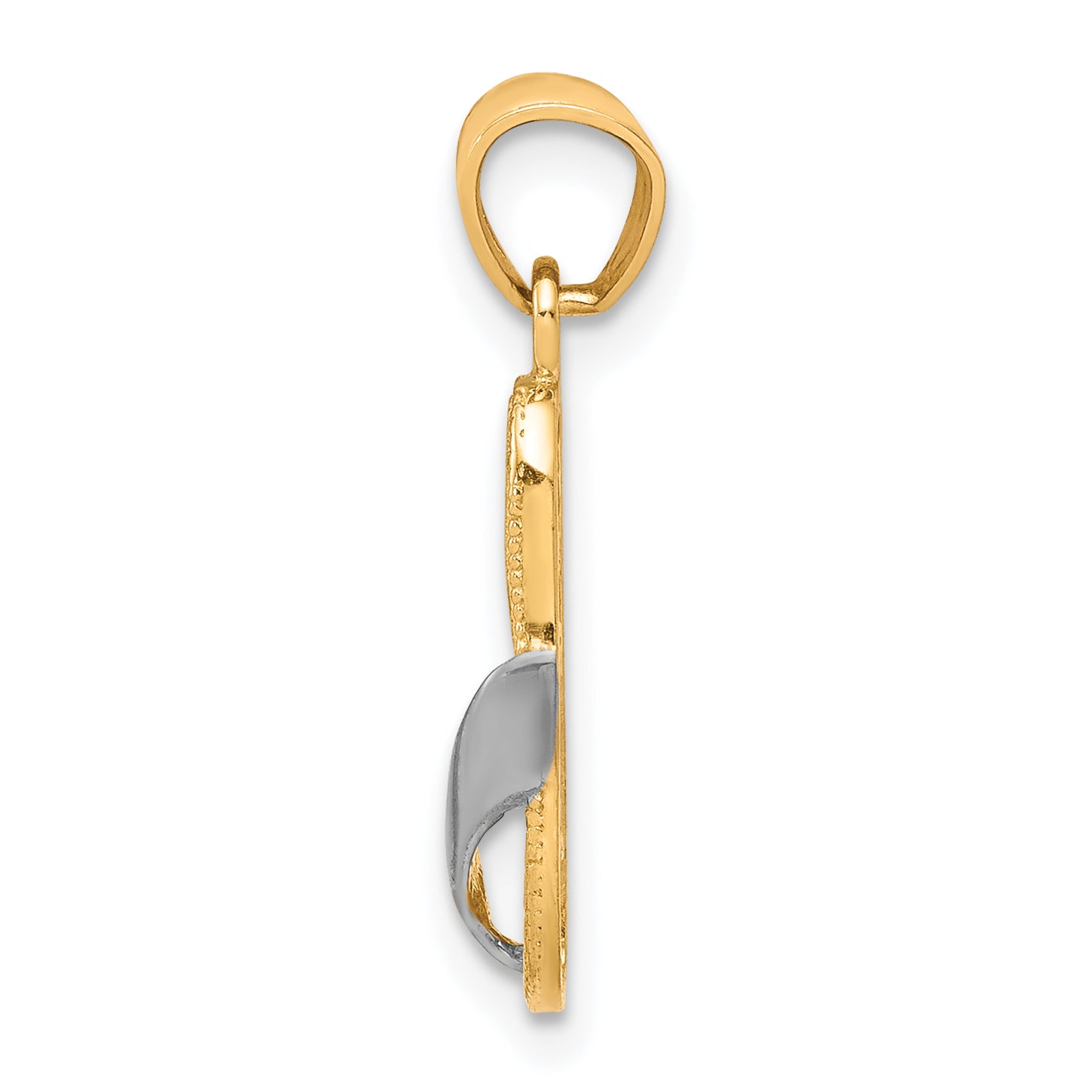 10K Gold & Rhodium Flip Flop Charm with Polished Finish Elegant & Solid Design Secondary image
