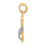 10K Gold & Rhodium Flip Flop Charm with Polished Finish Elegant & Solid Design