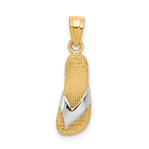 Flip Flop Charm in 10K Yellow Gold, 20mm Textured - Sophia Jewelers