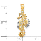 10K Yellow Gold Seahorse Charm with Rhodium Accents  Polished Finish
