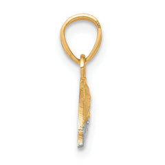 10K Gold Dolphin Charm with Rhodium Accent Polished Finish