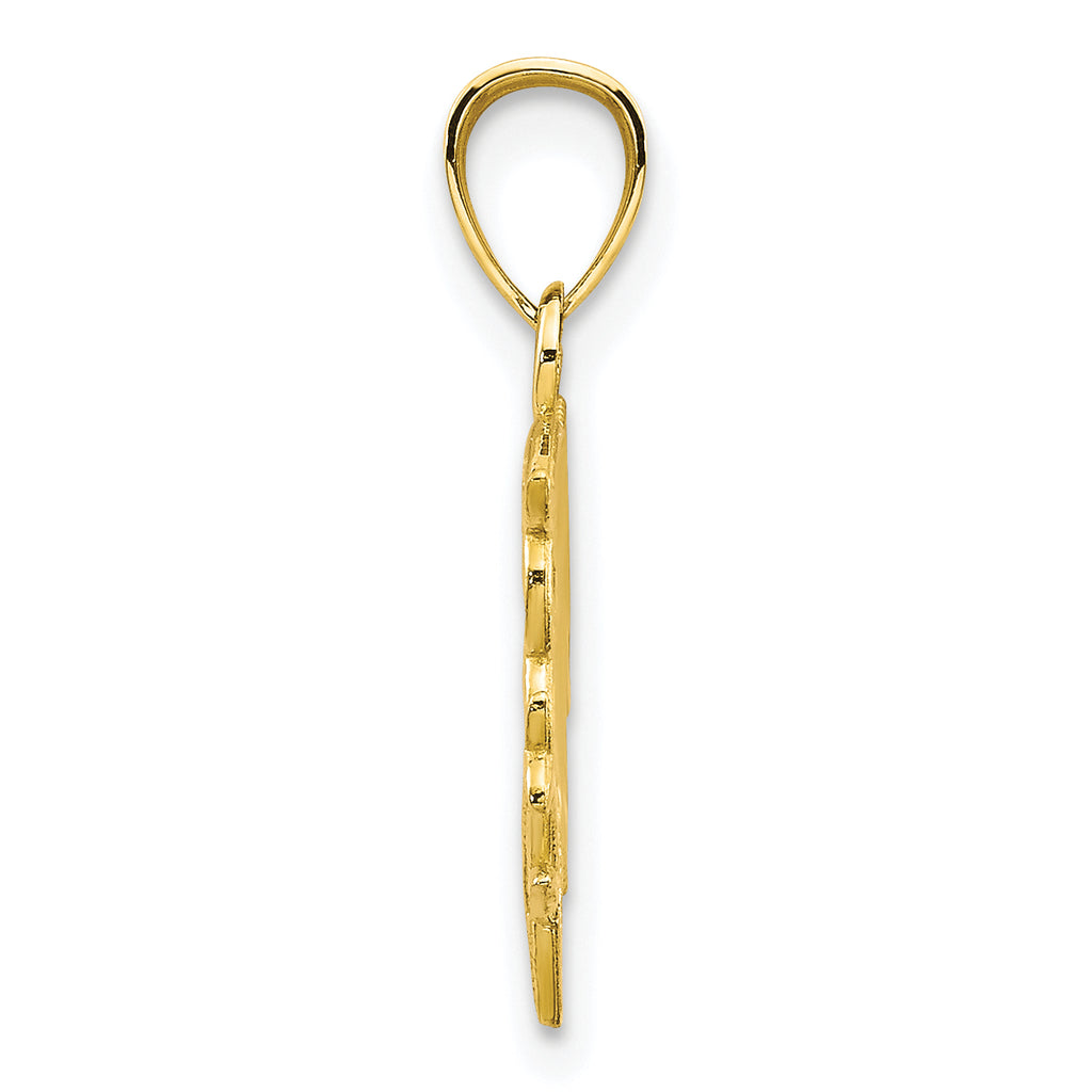 10K Gold Dolphin Charm with Polished Finish, Solid and Casted Design