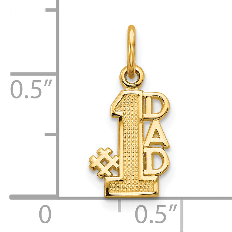 10K Yellow Gold #1 DAD Charm with Polished Solid Finish