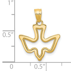 10K Gold Dove Charm with Polished Finish  Solid and Casted