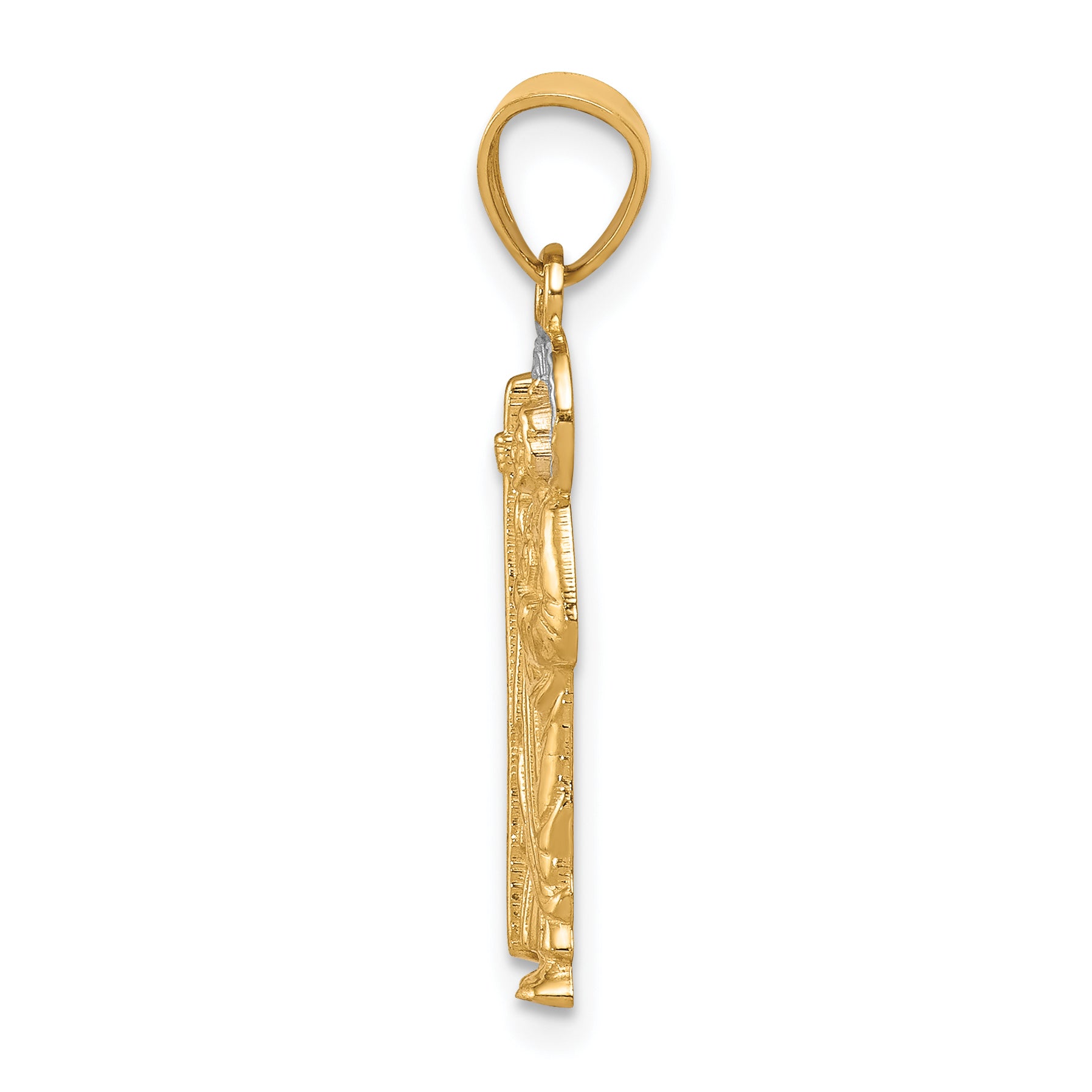 10K Gold Saint Jude Charm with Rhodium Accents, Polished Finish Secondary image