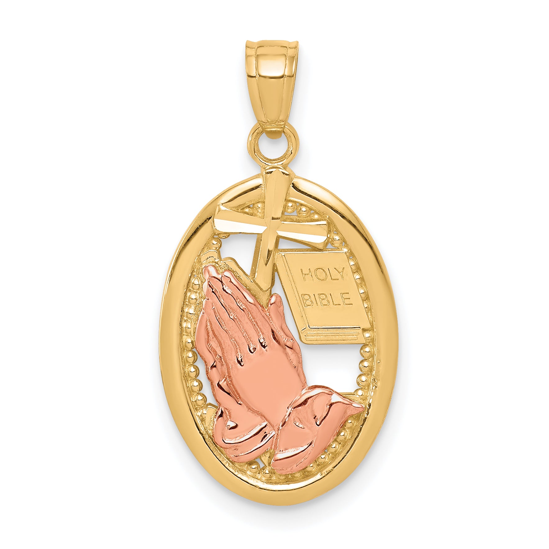 10k Two-tone Praying Hands Pendant Main image