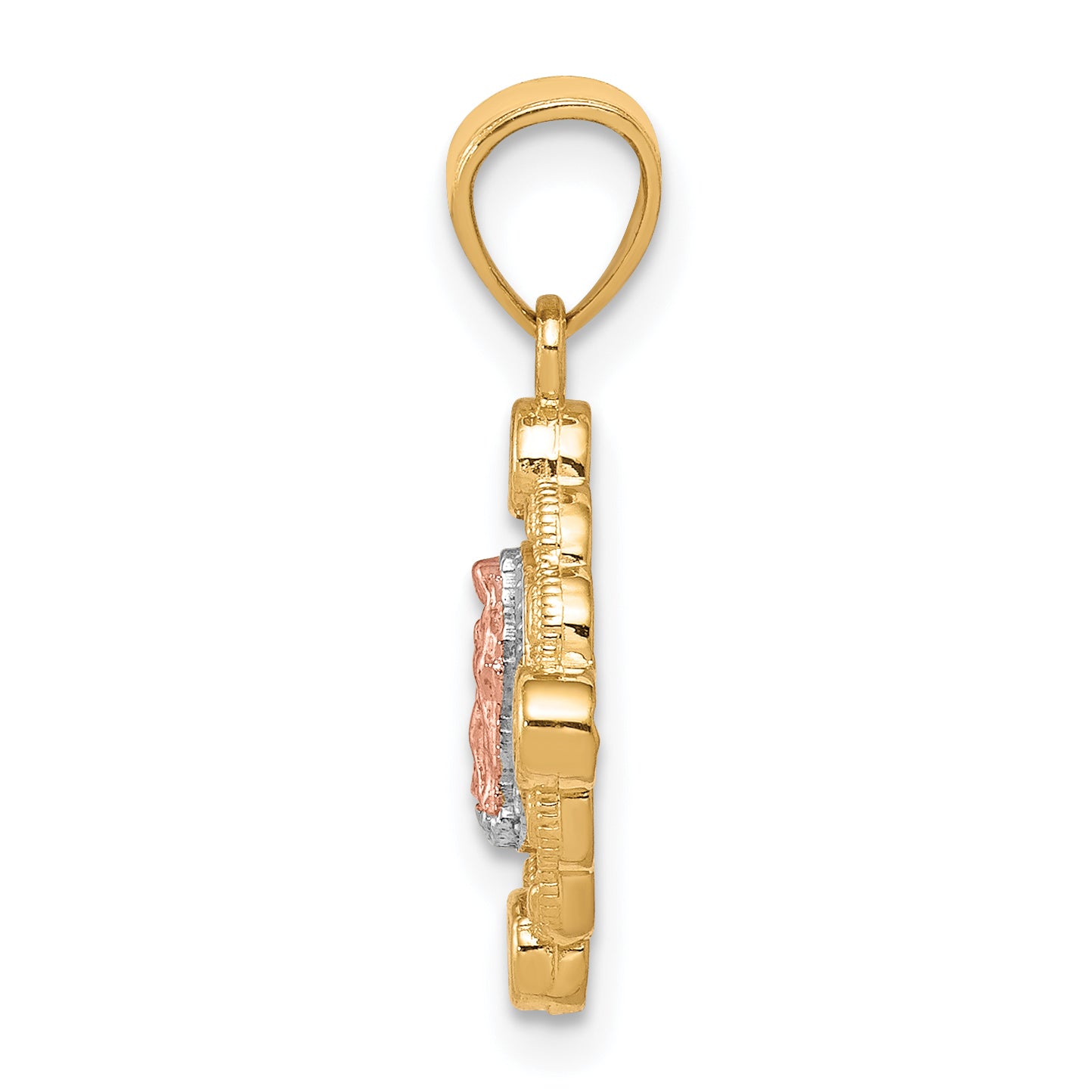 10K Two-Tone Gold Our Lady of Guadalupe Pendant with White Rhodium Finish